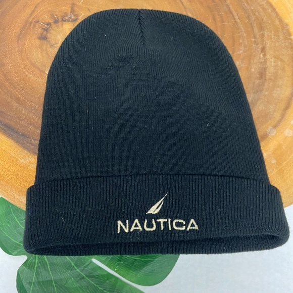 Nautical Embridered Logo Knit Beanie EUC - Picture 1 of 4